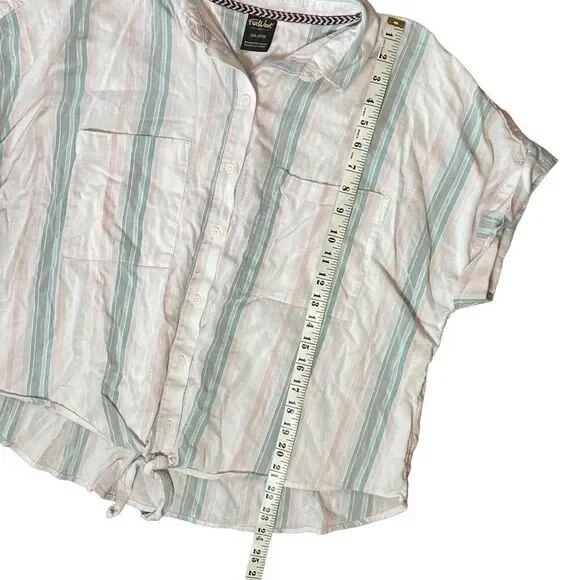 Far West Pastel Striped Button-up Crop Top Size 2XL - Picture 4 of 5